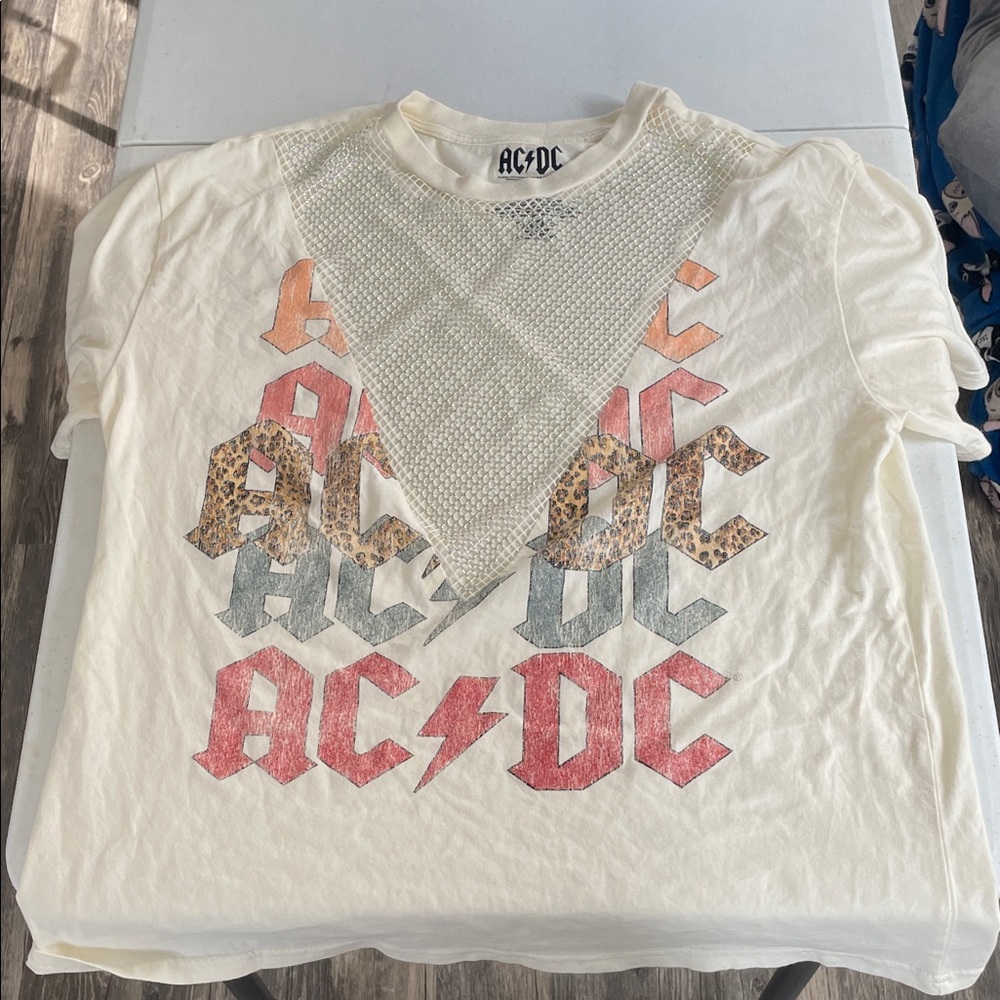 AC/DC Kids Short Sleeve Tee - Cream with Multicolor Graphics